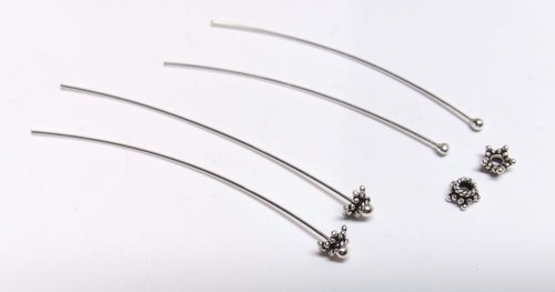 Judy Larson's Bali Style Earrings - , Contemporary Wire Jewelry, Stamping, Stamps, Butane Torch, Soldering, Solder, Drilling, Drill, Tiny Bali bead caps